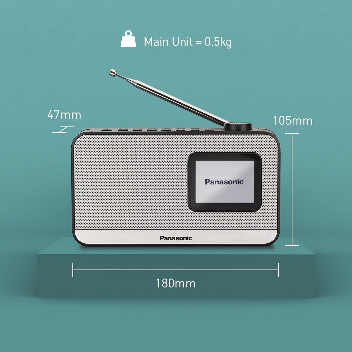 Panasonic RF-D15EG-K Radio Digital Portátil Dab+/FM con Bluetooth, Pantalla LCD TFT de 2,4", Altavoz de 1 W y 5 cm, 4 Botones Preestablecidos, Batería y CA, Alarma, Funciones de Reloj, Negro