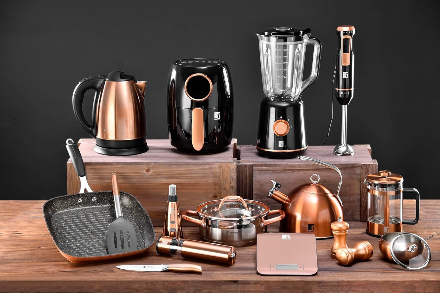 BERGNER Copperly - Freidora De Aire de Potencia 1000 W, 2L