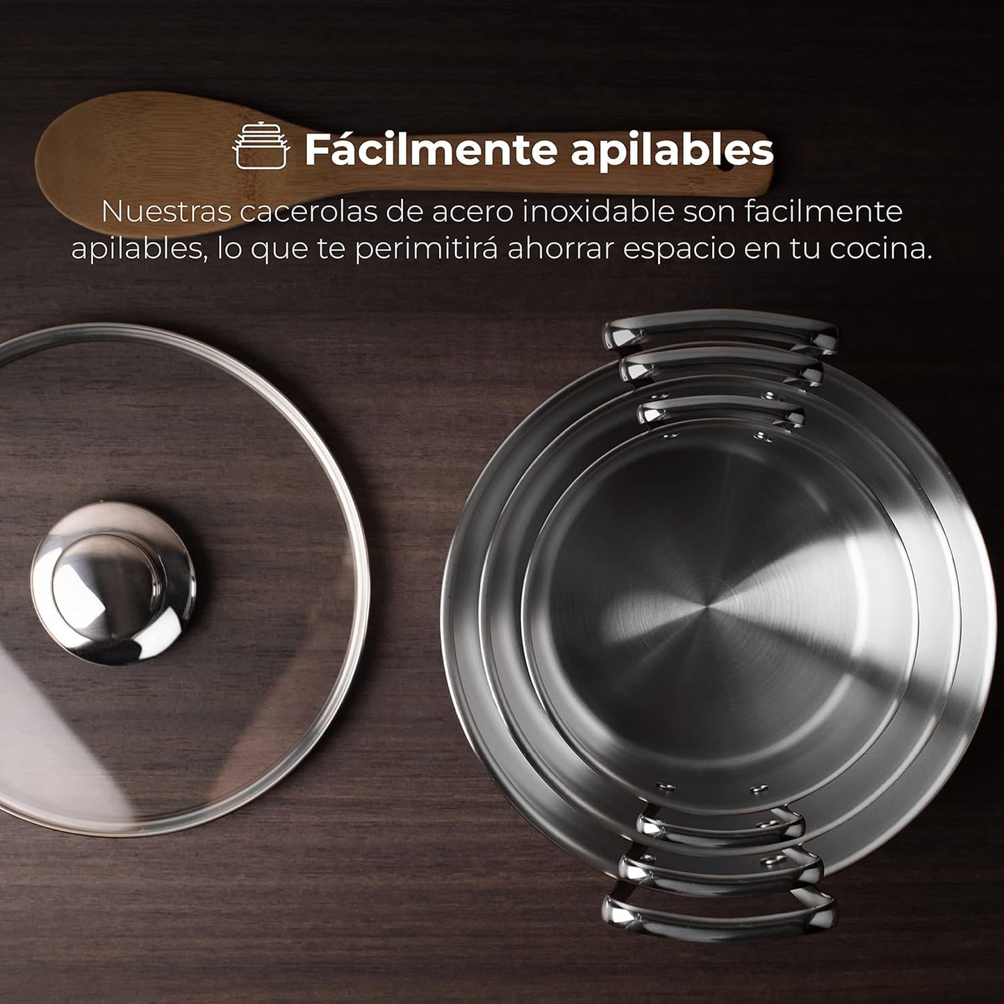 MasterPRO Smart - Batería de Cocina - Set de 6 Piezas Con Tapa de Cristal de 20, 24 y 28cm