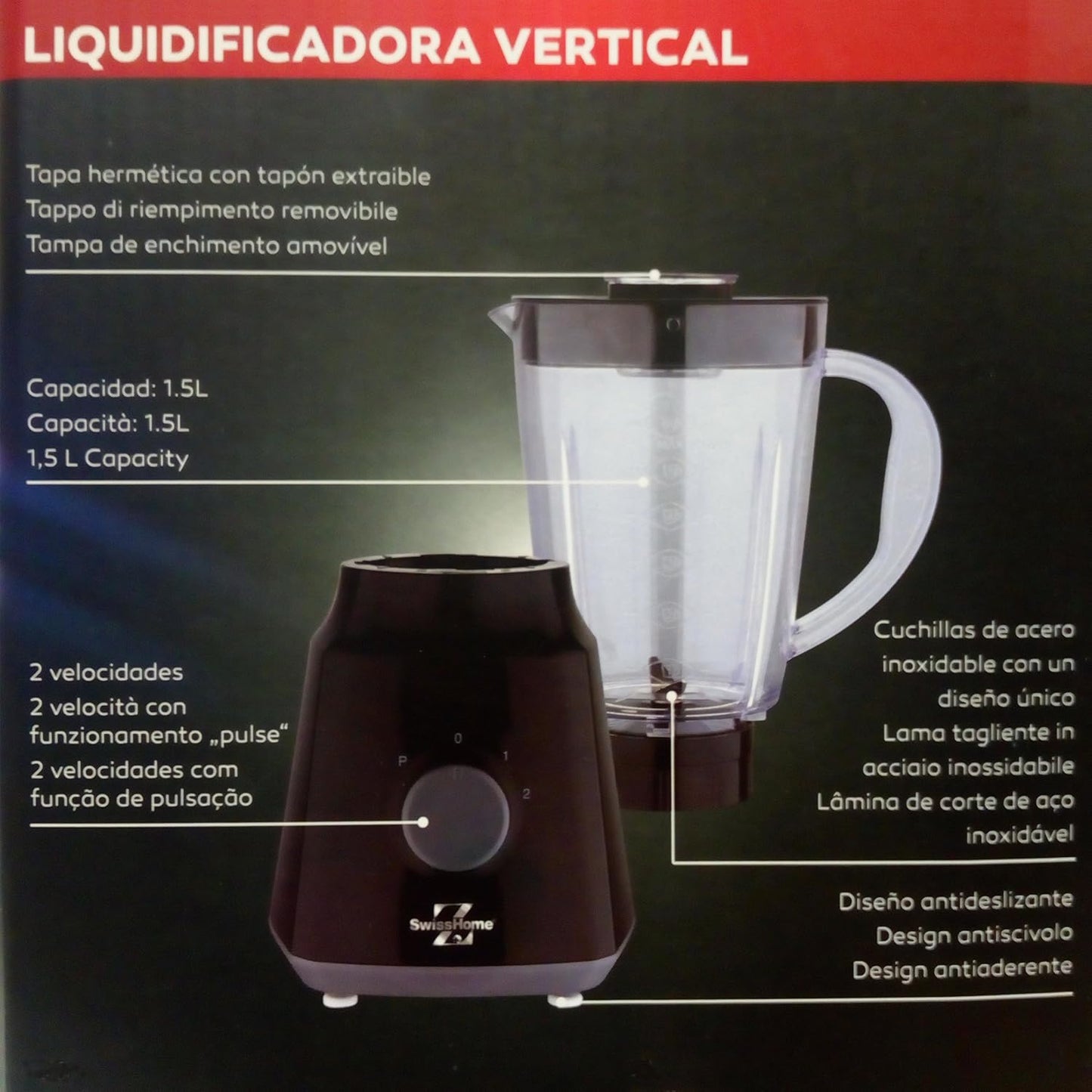 Swiss Home Batidora de Vaso 1.5 L