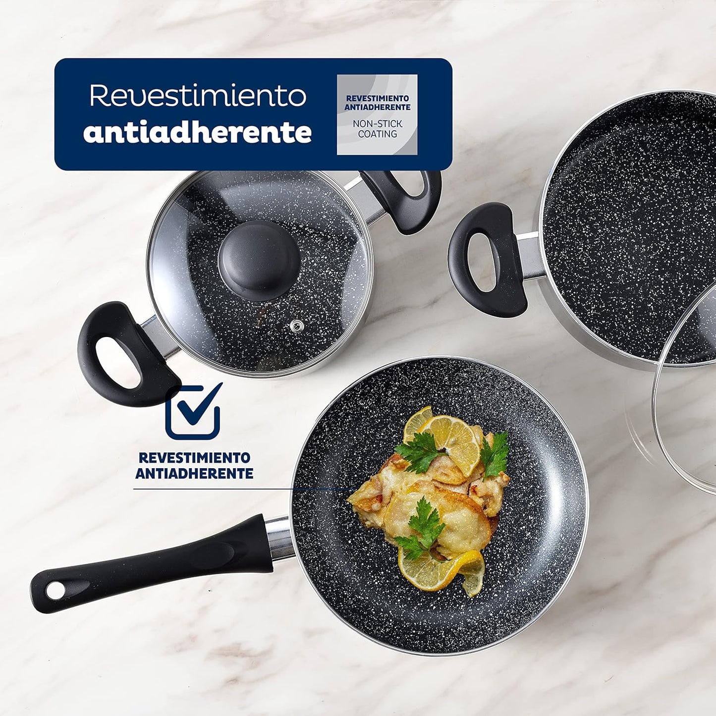 SAN IGNACIO Soria | Cacerolas de Cocina | Set de 5 piezas | Fabricadas con Aluminio Prensado