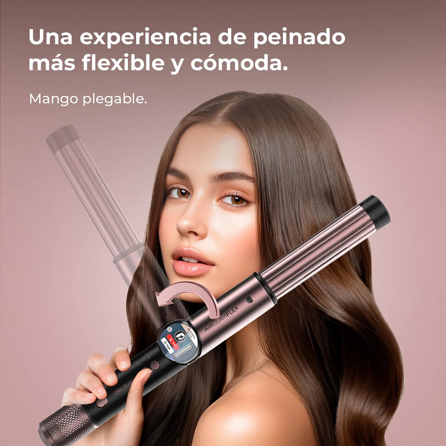 Cecotec AirGlam 14in1 Flex Black, 14 Cabezales intercambiables, Revestimiento cerámica y queratina, Negro