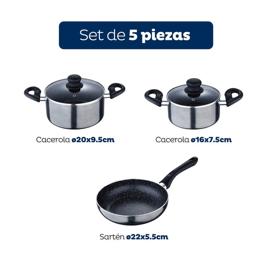 BATERIA 5PC ALUMINIO PRENSADO IND SORIA SG