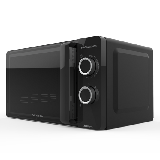 ProClean 3030. Microondas de 700 W, Capacidad 20L, Revestimiento Ready2Clean, 6 Niveles Funcionamiento, Temporizador 30 min, Modo Descongelar, Color Negro