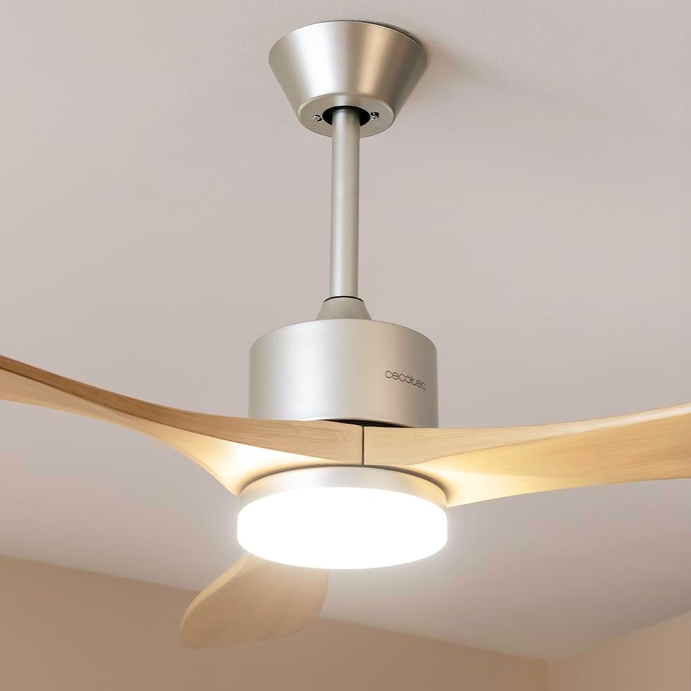 Cecotec Ventilador de Techo con Mando a Distancia, Temporizador y Luz LED EnergySilence Aero 5290 Golden Pro. 35 W, Motor DC, 52", 3 Aspas, 5 Velocidades, Función Invierno, Dorado