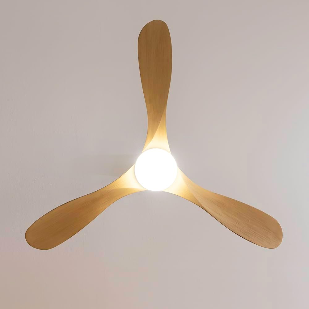 Cecotec Ventilador de Techo con Mando a Distancia, Temporizador y Luz LED EnergySilence Aero 5290 Golden Pro. 35 W, Motor DC, 52", 3 Aspas, 5 Velocidades, Función Invierno, Dorado