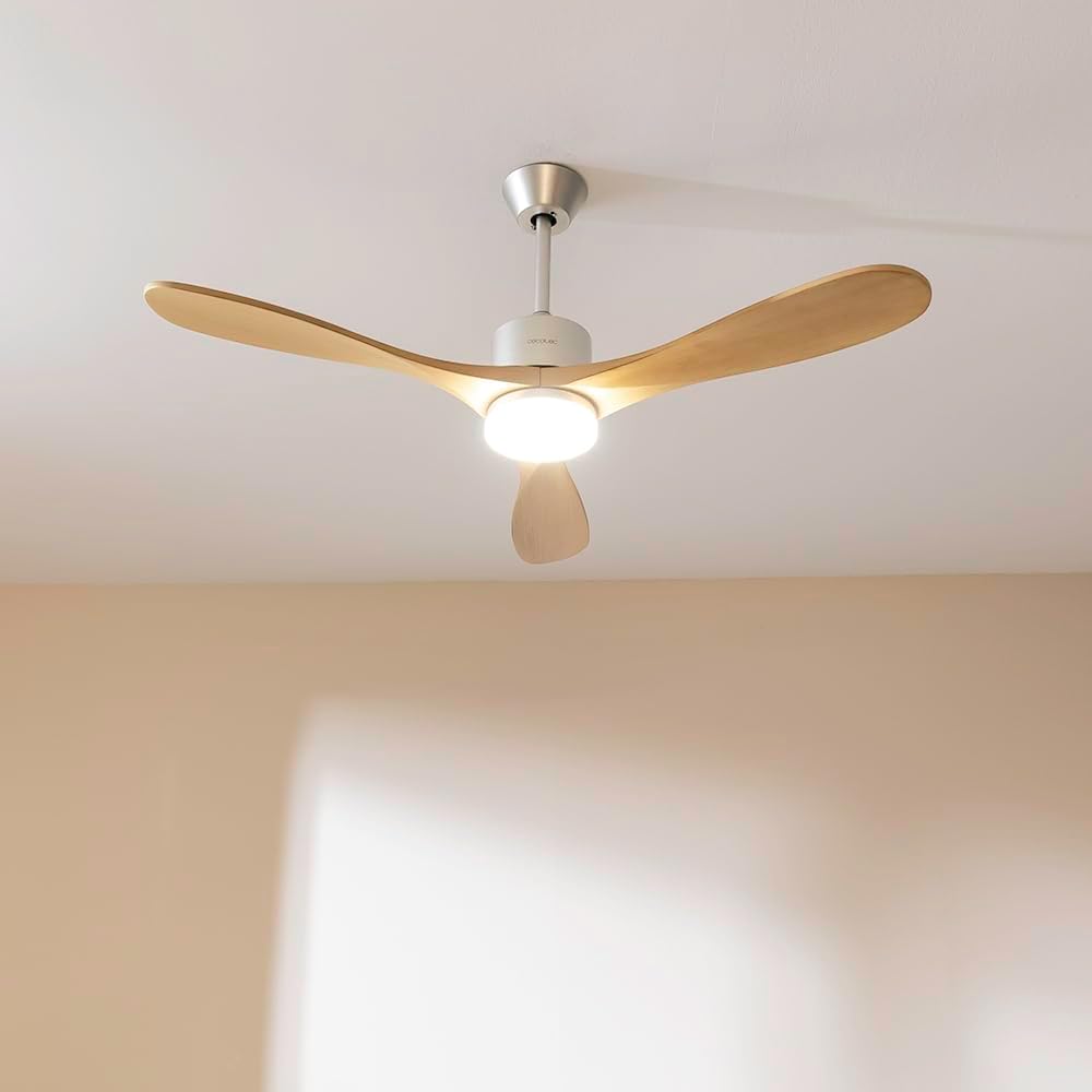 Cecotec Ventilador de Techo con Mando a Distancia, Temporizador y Luz LED EnergySilence Aero 5290 Golden Pro. 35 W, Motor DC, 52", 3 Aspas, 5 Velocidades, Función Invierno, Dorado