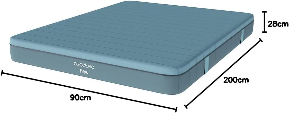 Cecotec Colchón Viscoelástico y Enfundable Flow Genuine 90x200