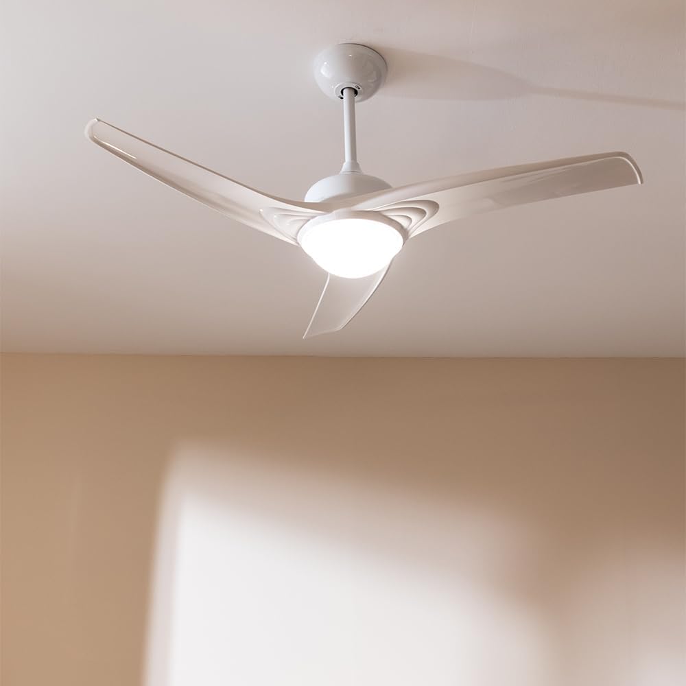 Cecotec Ventilador de Techo con Mando a Distancia, Temporizador y Luz LED EnergySilence Aero 550. 60 W, 132 cm de Diámetro, 3 Aspas, 3 Velocidades, Función Invierno, Diseño en blanco