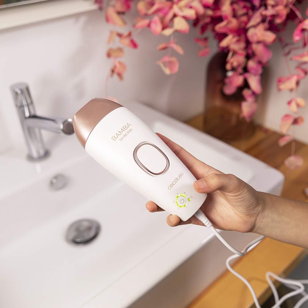 Cecotec Depiladora IPL Bamba SkinCare IPL Quartz. Luz pulsada 120.000 disparos, Lámpara de Cuarzo, Sensor para detección de piel, Diseño compacto