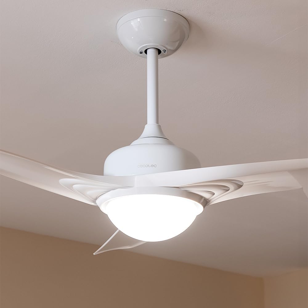 Cecotec Ventilador de Techo con Mando a Distancia, Temporizador y Luz LED EnergySilence Aero 550. 60 W, 132 cm de Diámetro, 3 Aspas, 3 Velocidades, Función Invierno, Diseño en blanco