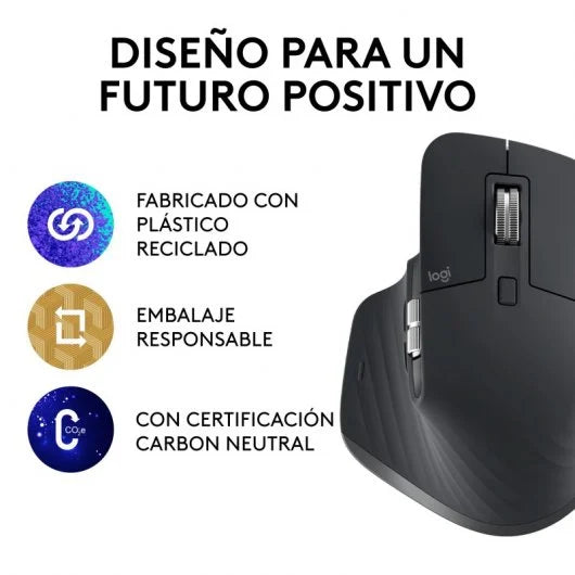 Logitech MX Master 3S Performance Ratón Inalámbrico Funciona sobre Cristal, Clics Silenciosos, USB-C