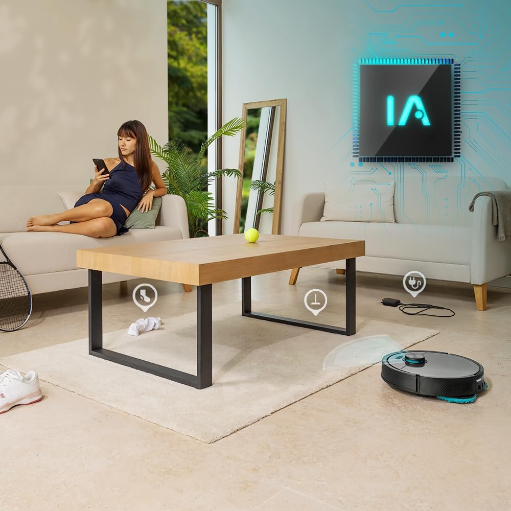 Cecotec Robot Aspirador y Friegasuelos Base Autovaciado con Hair Cutting Conga 20090 ProAI InfinitySoap Cut&SPA. 8000Pa, Tecnología Láser, Detección de Objetos, Dosificador de Jabón, App