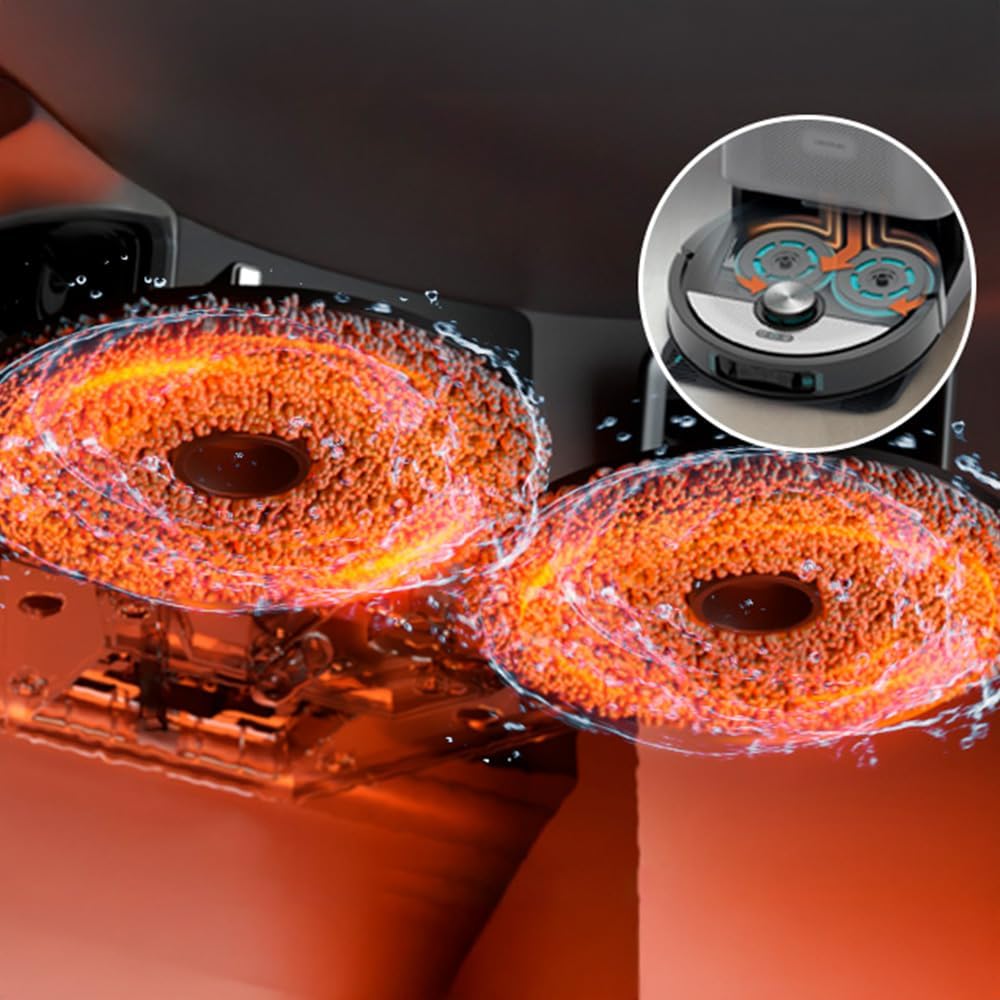 Cecotec Robot Aspirador y Friegasuelos Base Autovaciado con Hair Cutting Conga 20090 ProAI InfinitySoap Cut&SPA. 8000Pa, Tecnología Láser, Detección de Objetos, Dosificador de Jabón, App