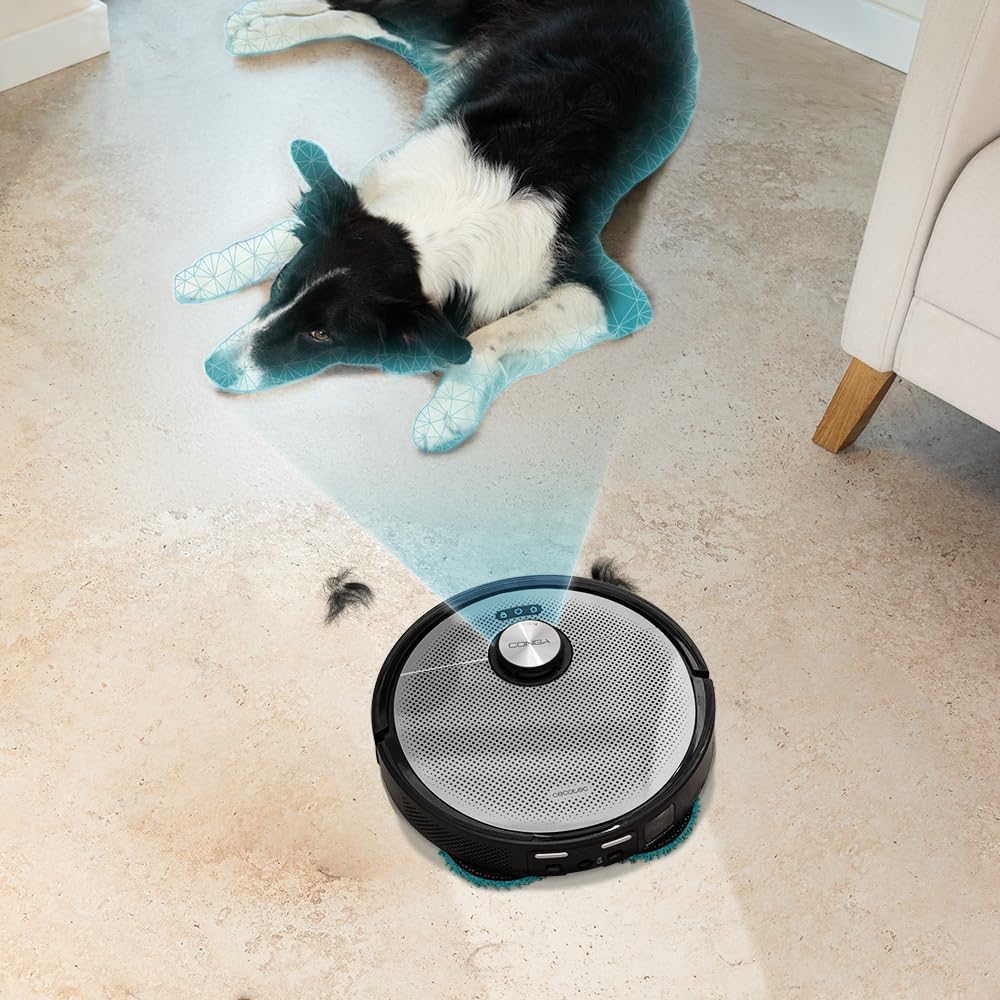 Cecotec Robot Aspirador y Friegasuelos Base Autovaciado con Hair Cutting Conga 20090 ProAI InfinitySoap Cut&SPA. 8000Pa, Tecnología Láser, Detección de Objetos, Dosificador de Jabón, App