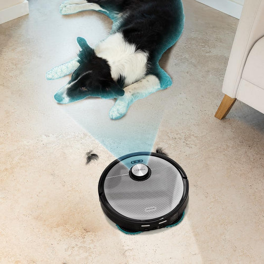 Cecotec Robot Aspirador y Friegasuelos Base Autovaciado con Hair Cutting Conga 20090 ProAI InfinitySoap Cut&SPA. 8000Pa, Tecnología Láser, Detección de Objetos, Dosificador de Jabón, App