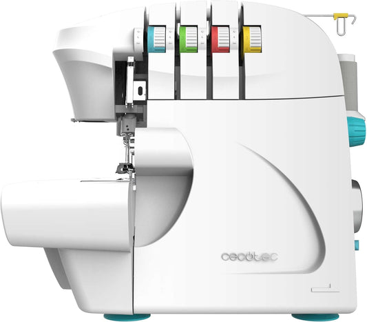 Cecotec Máquina de Coser, Remalladora BelleCouture OverLock, 1100 rpm de Velocidad, Presión de Prénsatelas Ajustable, Avance diferencial, Funciones de Puntada de 4 Hilos y Kit de Accesorios