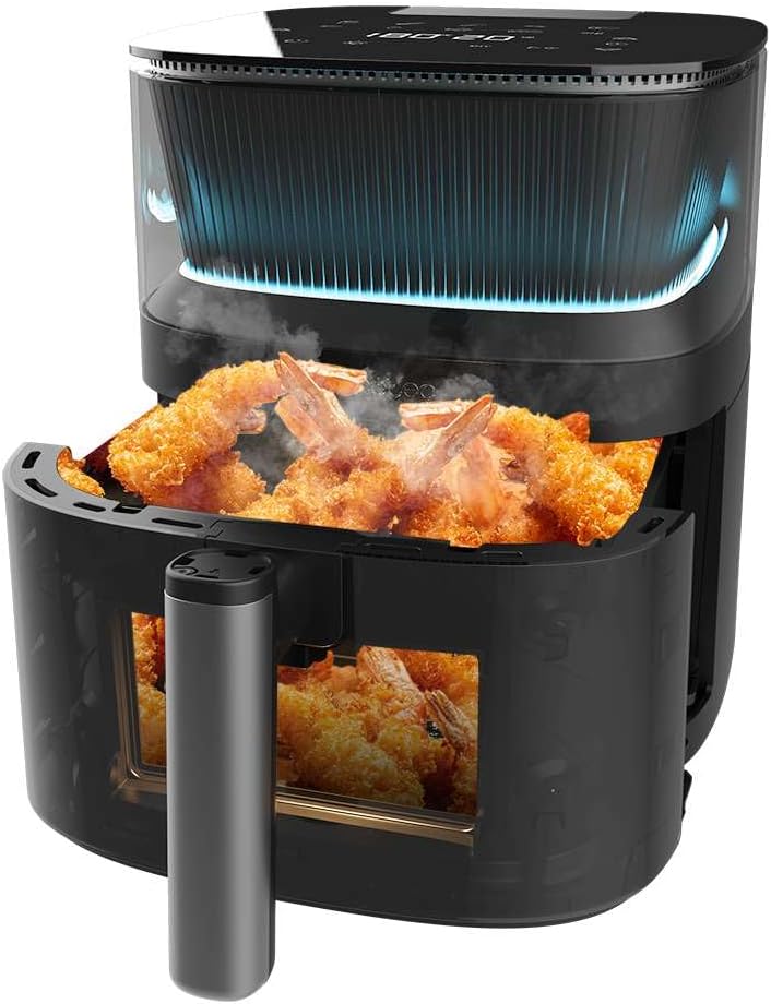 Cecotec Freidora de Aire sin Aceite de 5 L Cecofry Neon 5000 Air Fryer. 1500W, Spray de Agua, Ventana, Luz Interior, Tecnología PerfectCook, 10 Menús, Panel de control Táctil, 80º-230ºC