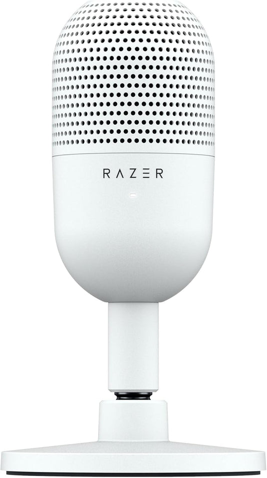 Razer Seiren V3 Mini - Micrófono USB ultracompacto - micrófono de condensador de 14mm (patrón de captación supercardioide, sensor Tap-to-Mute con indicador LED, amortiguador incorporado)