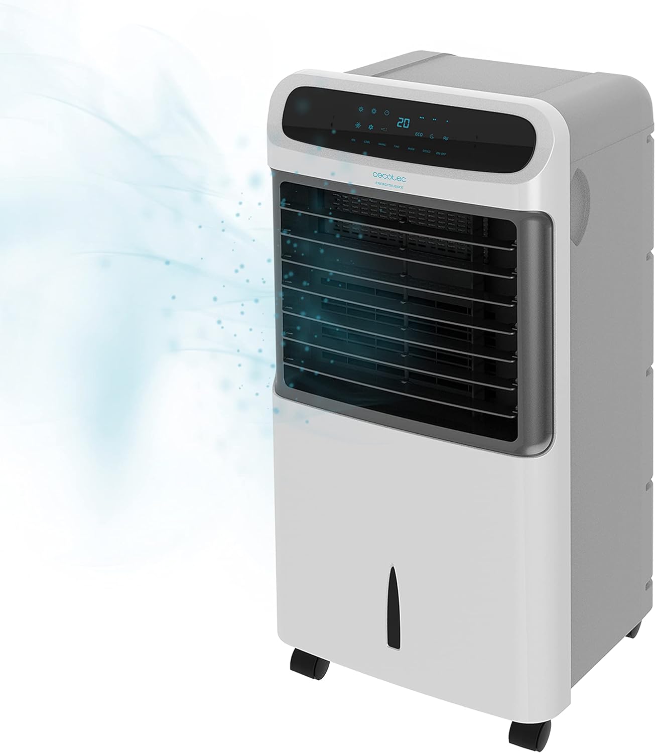 Cecotec Climatizador Evaporativo Portátil Frío EnergySilence PureTech 5500. 80 W,3 en 1: Frío, Ionizador y Ventilador, 12 L, 3 Velocidades, Mando a distancia, Pantalla LCD, Caudal de aire 500 m3/h