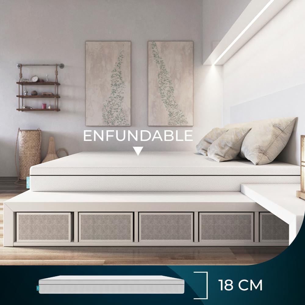 Cecotec Colchón Viscoelástico y Enfundable Flow One 150x190
