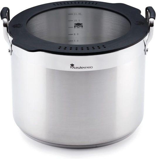 Masterpro Smart | Cacerola de Cocina de 28 cm | con Triple Capa de Acero Inoxidable y Aluminio Forjado