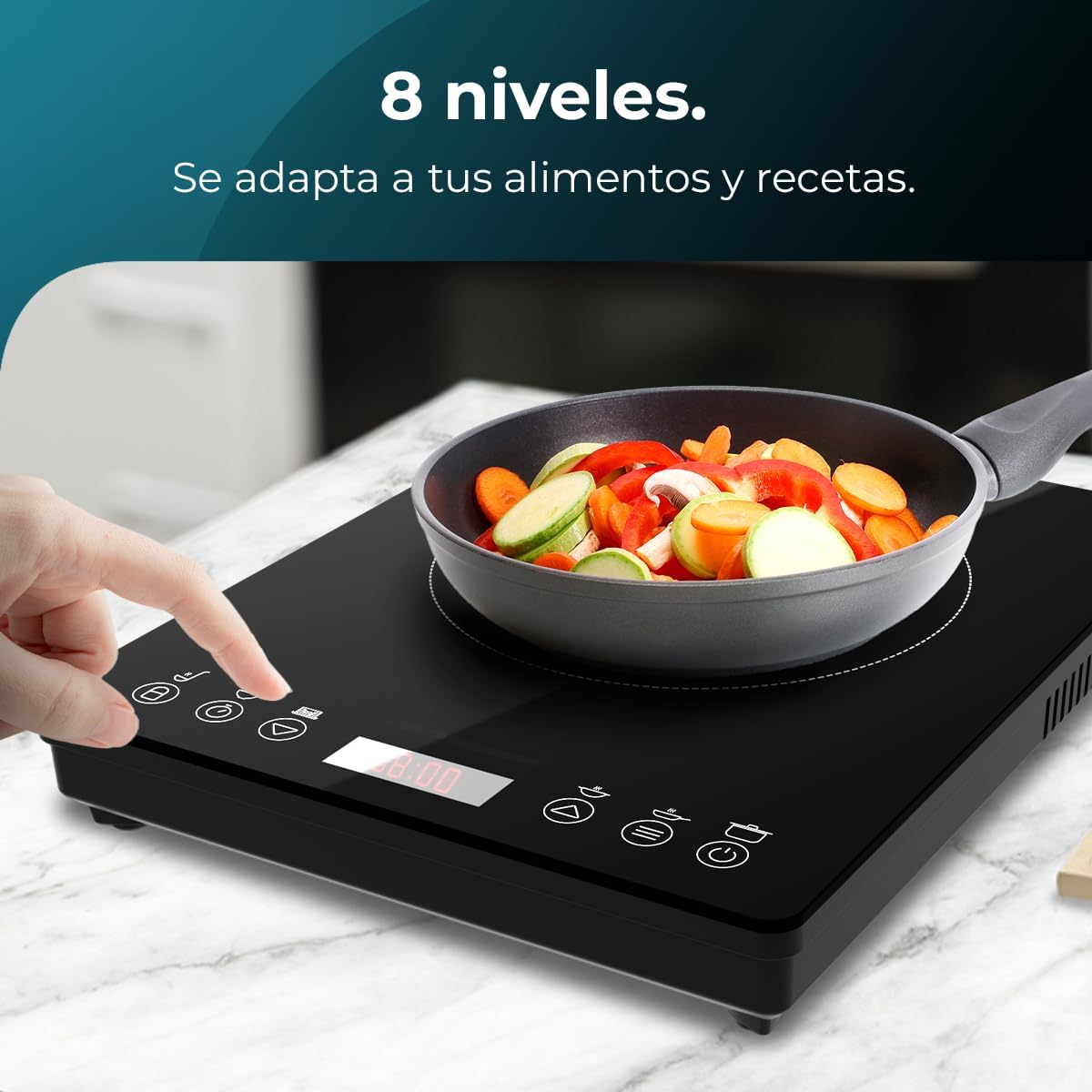 Cecotec Placa de Inducción Portátil 1 Fuego Full Magma Slim