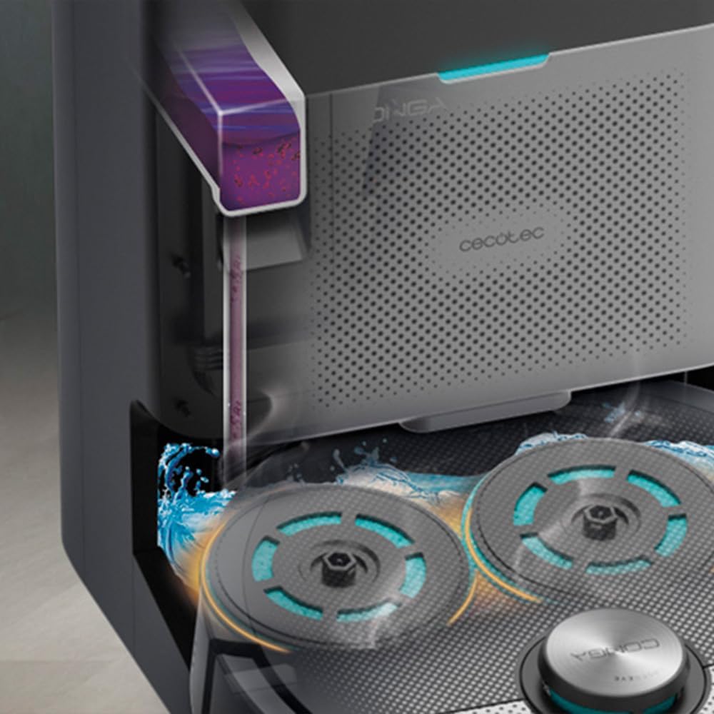 Cecotec Robot Aspirador y Friegasuelos Base Autovaciado con Hair Cutting Conga 20090 ProAI InfinitySoap Cut&SPA. 8000Pa, Tecnología Láser, Detección de Objetos, Dosificador de Jabón, App