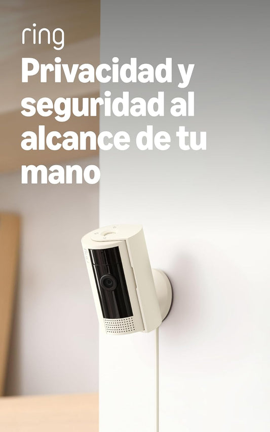 Ring Cámara interior Cámara de vigilancia wifi con enchufe para mascotas | Vídeo 1080p HD, comunicación bidireccional, cubierta de privacidad