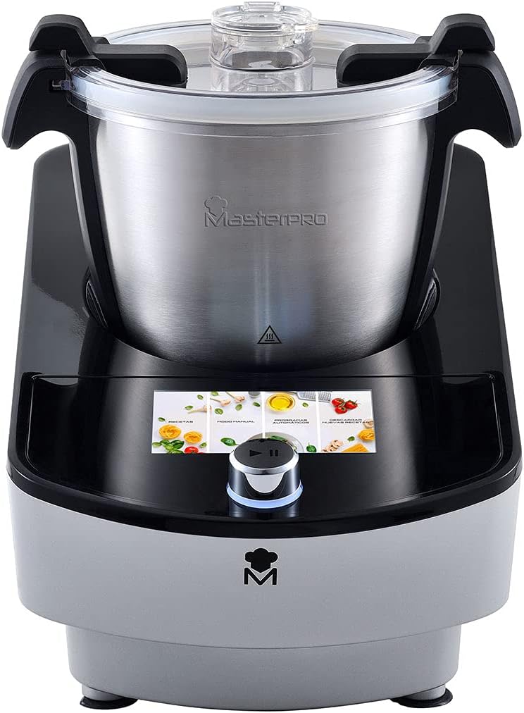 Masterpro Robot de Cocina Táctil- MultiCooker Touch 3,L, Multifunción, 9 Programas Automáticos, Pantalla Táctil, 12 Velocidades, Apta para Lavavajillas,