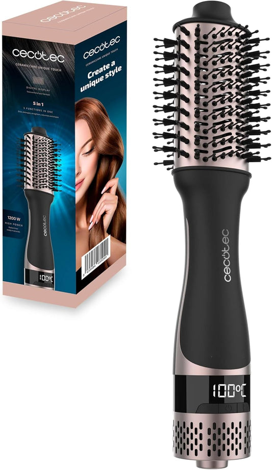 Cecotec Cepillo de Aire 5 En 1 Ceramiccare Unique Triangle. Potencia 1200W, Cabezal Cerámico, 5 En 1, Cable 360º, Tecnología Iónica, Peinados Rápidos, Sin Frizz, Estilo Profesional, Volumen Radiante