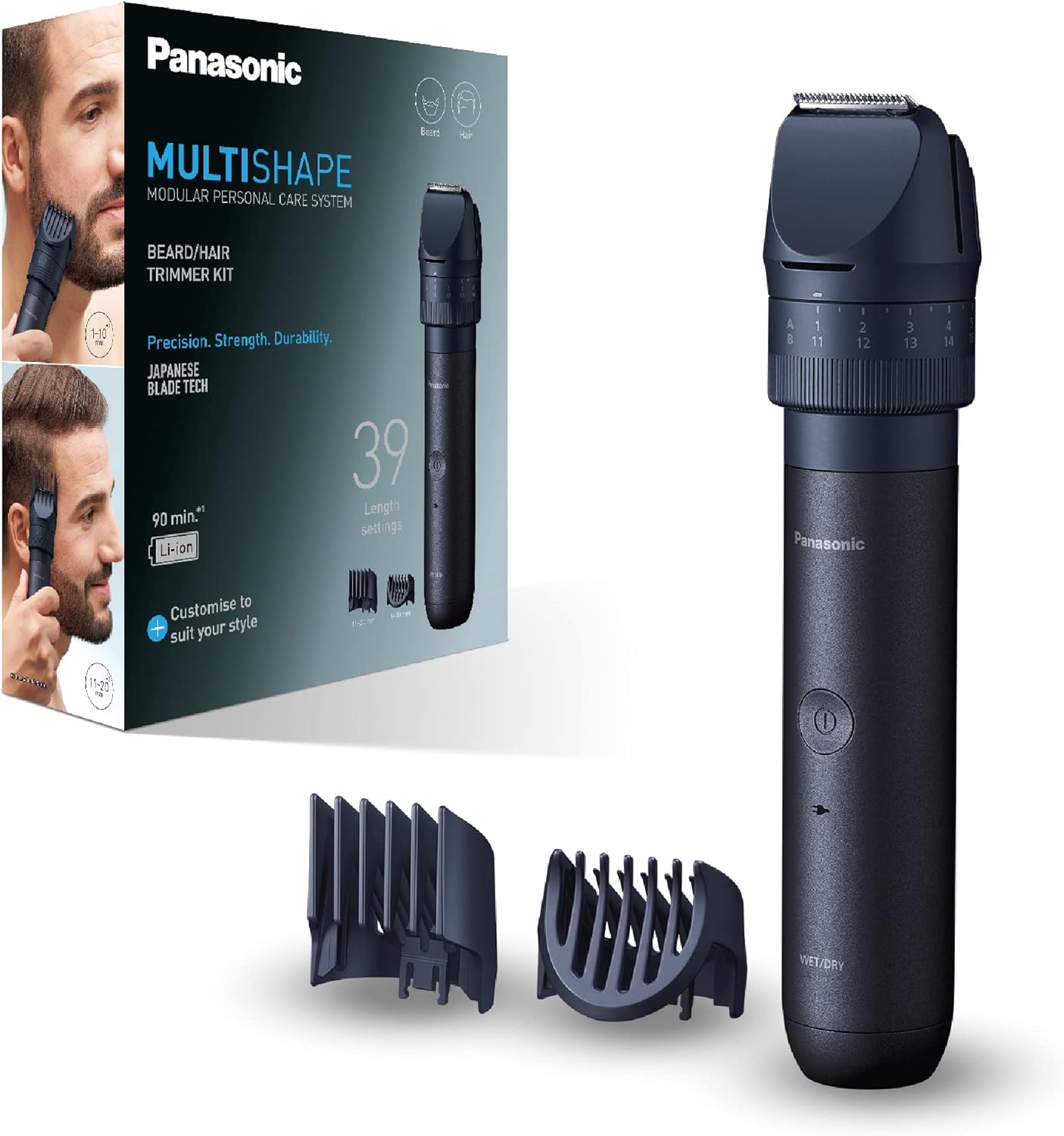 Panasonic Multishape ER-CKL1: recortador de barba y pelo resistente al agua para hombre con batería de ion de litio recargable