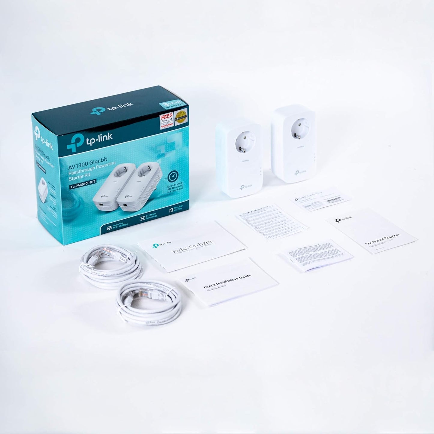 TP-Link TL - PA8010P - Kit de Inicio Powerline Passthrough Gigabit AV1300, 1300 Mbps, Blanco