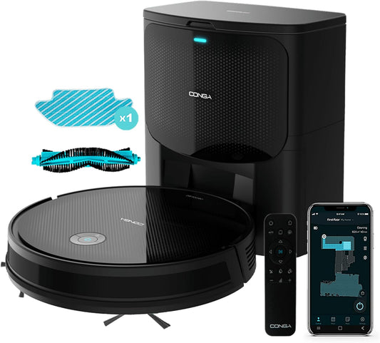 Cecotec Robot Aspirador Conga Gyro Home. iTech SmartGyro 4.0, Autonimía 160 Minutos, 2100 Pa, Cepillo multifunción, Alfombras, Cepillos X2 Laterales, 6 Modos, App, Sensores giroscópicos