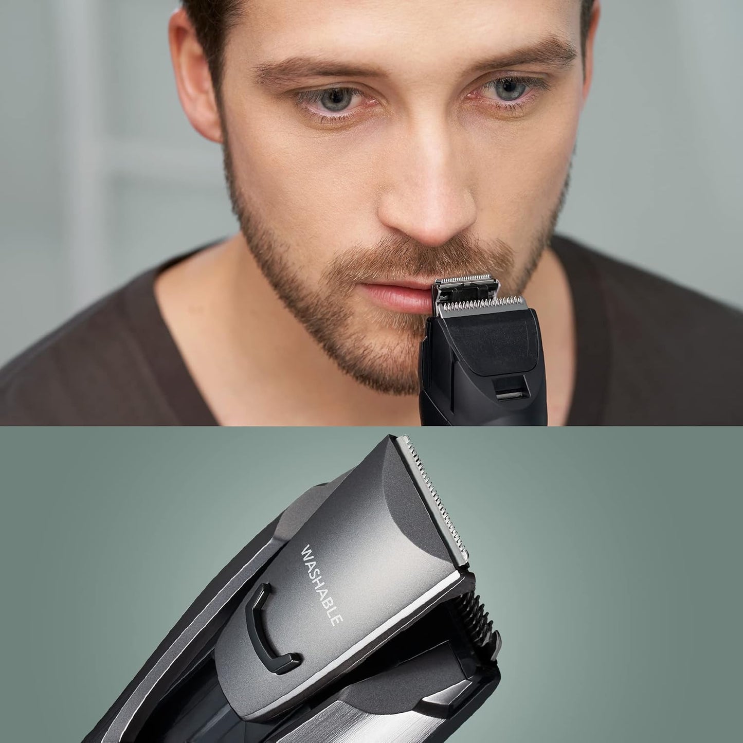 Panasonic ER-GB80-H503 Trimmer de Barba, Cabello y Cuerpo para Hombres, Afeitadora Portátil, 39 Configuraciones de Longitud, 3 Accesorios, Detallado, Operación Inalámbrica y con Cable, Plateada Oscura