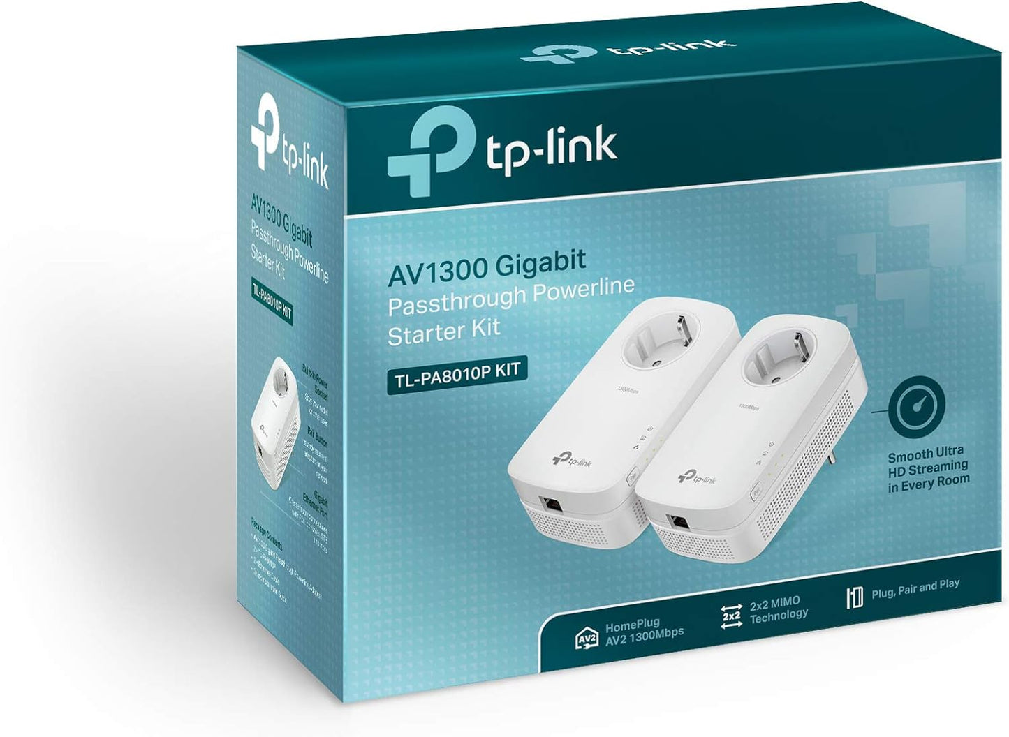 TP-Link TL - PA8010P - Kit de Inicio Powerline Passthrough Gigabit AV1300, 1300 Mbps, Blanco