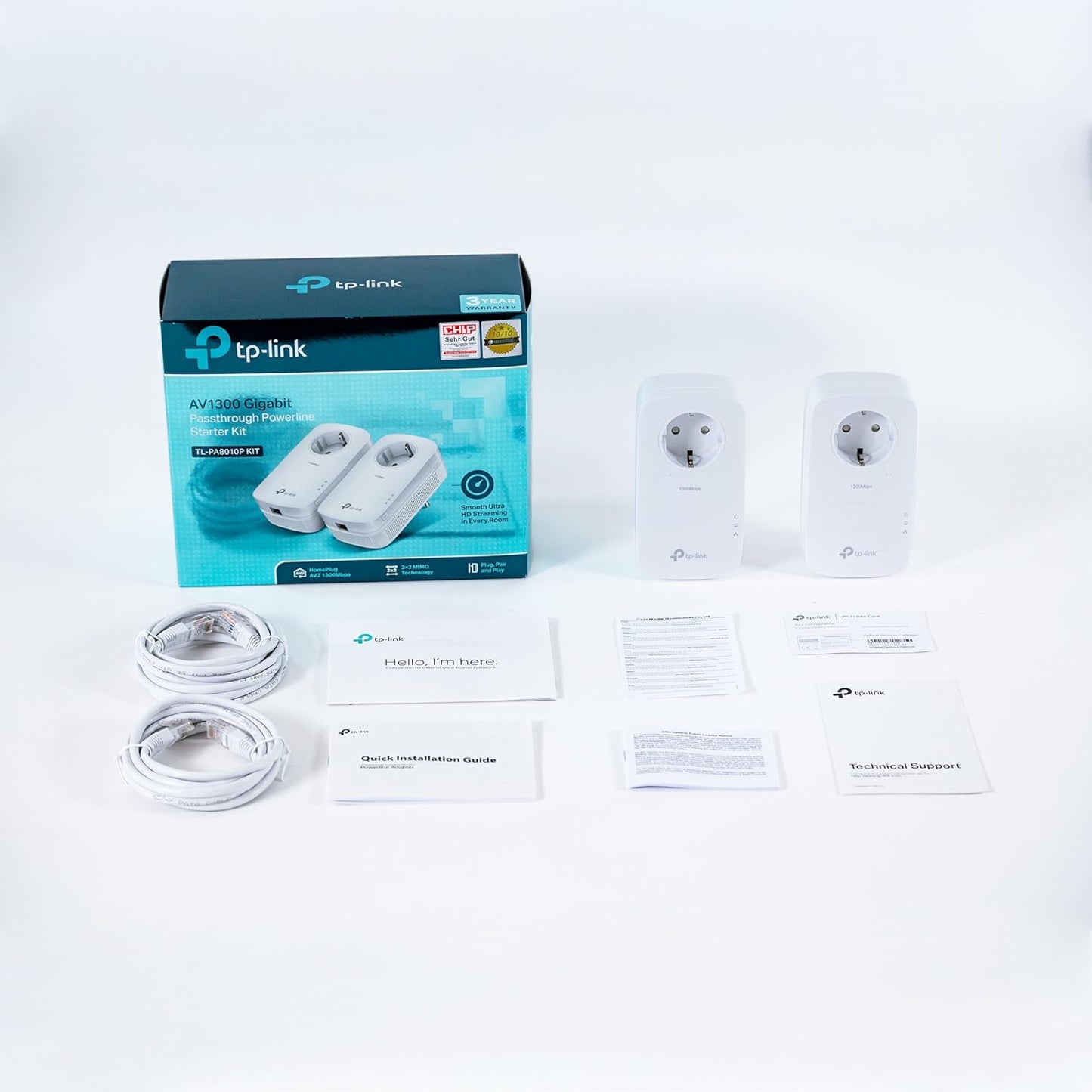 TP-Link TL - PA8010P - Kit de Inicio Powerline Passthrough Gigabit AV1300, 1300 Mbps, Blanco