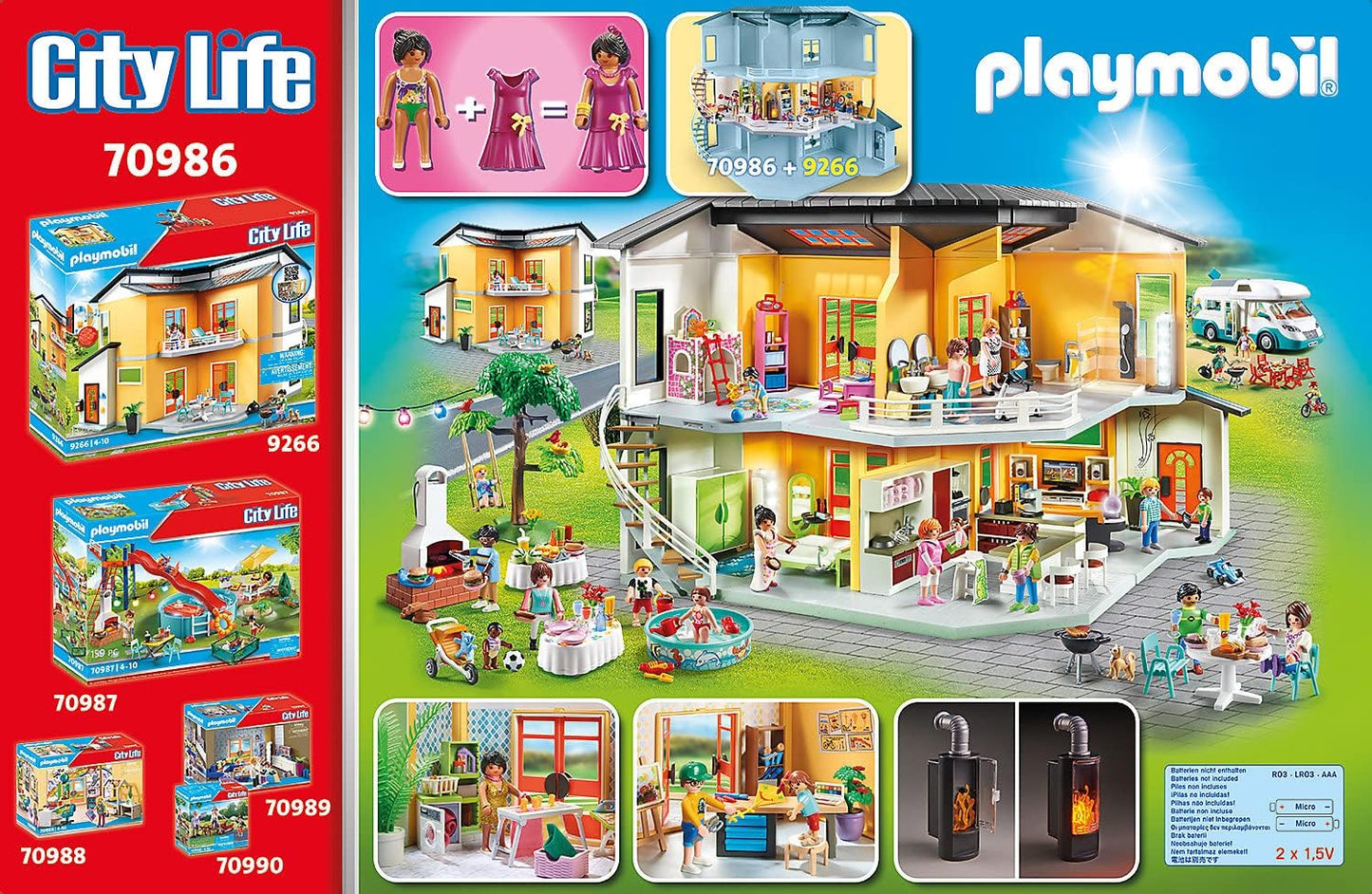 PLAYMOBIL 70986 City Life Extensión de Planta Casa contemporánea, con Efectos de Luz, Juguetes para Niños a Partir de 4 Años, Multicolor