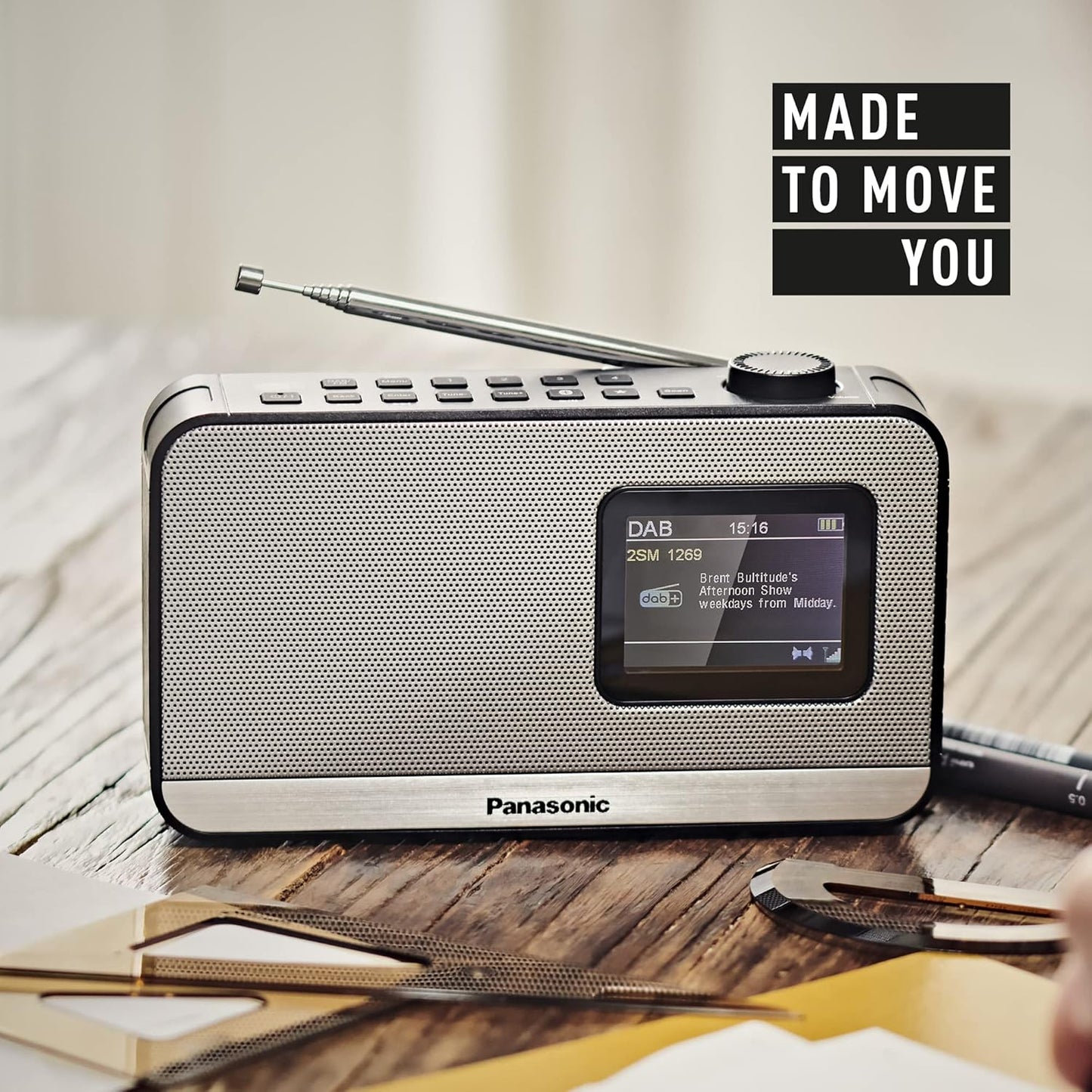 Panasonic RF-D15EG-K Radio Digital Portátil Dab+/FM con Bluetooth, Pantalla LCD TFT de 2,4", Altavoz de 1 W y 5 cm, 4 Botones Preestablecidos, Batería y CA, Alarma, Funciones de Reloj, Negro