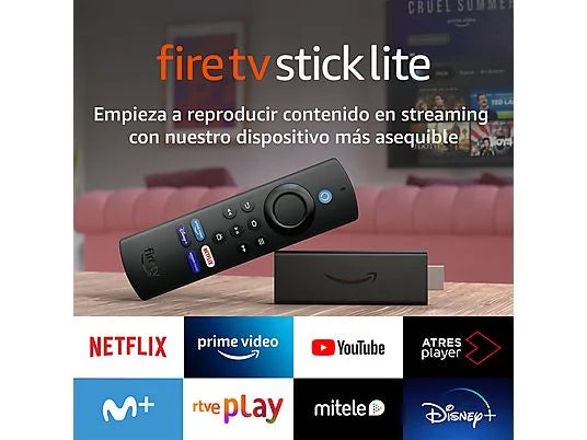 Reproductor multimedia - Amazon Fire TV Stick Lite 2022, Mando por voz Alexa, Full HD, 8 GB, HDMI, Negro