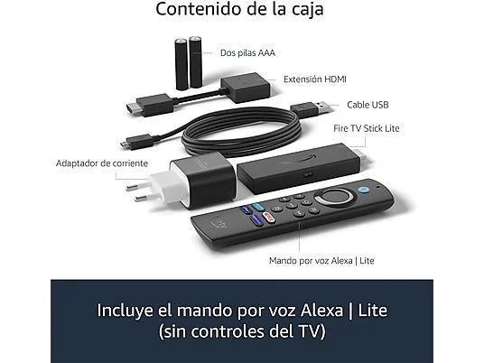 Reproductor multimedia - Amazon Fire TV Stick Lite 2022, Mando por voz Alexa, Full HD, 8 GB, HDMI, Negro