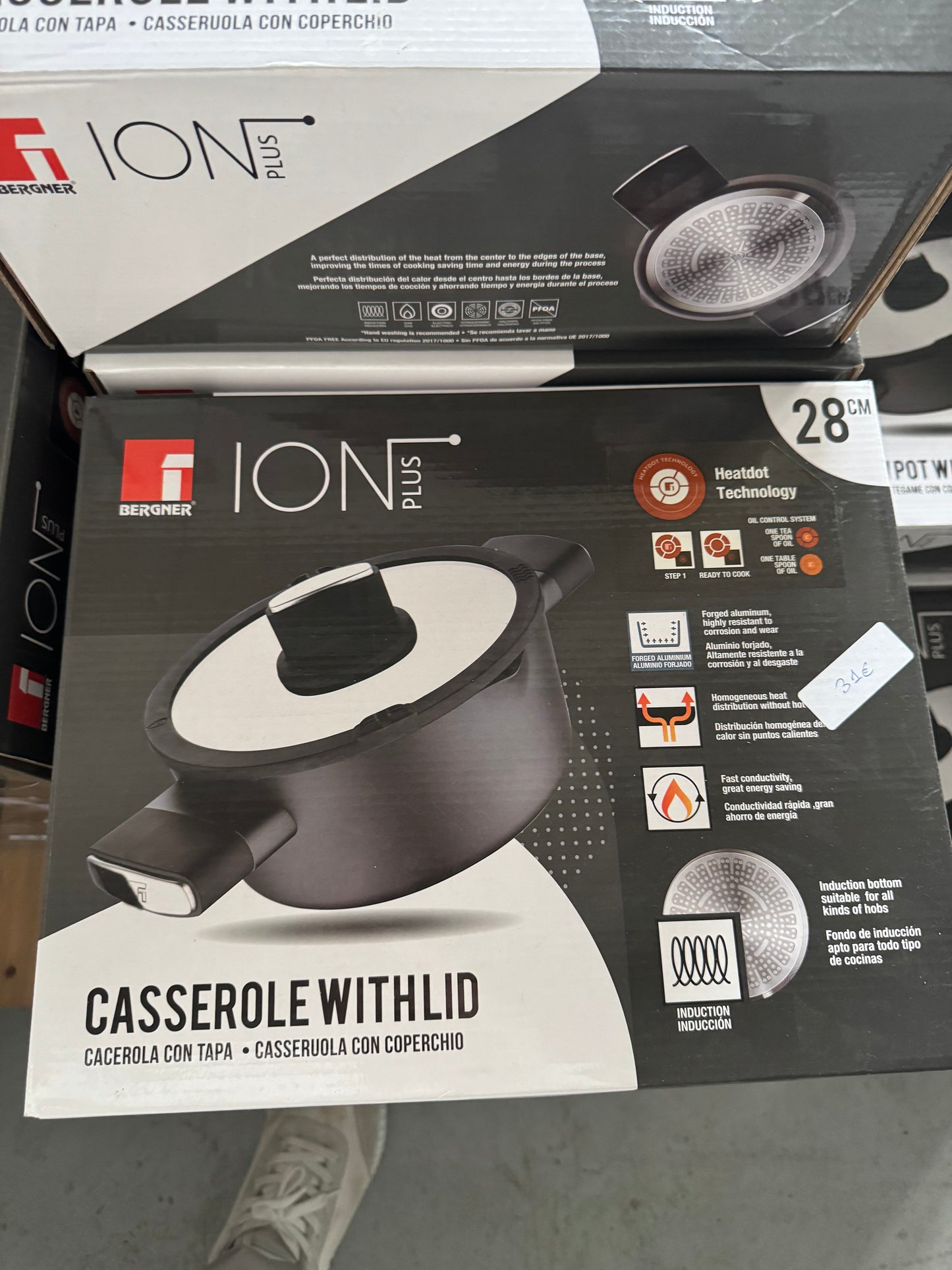 OLLA BAJA 28X7.0CM ALU FORJADO C/TAPA ION PLUS BG