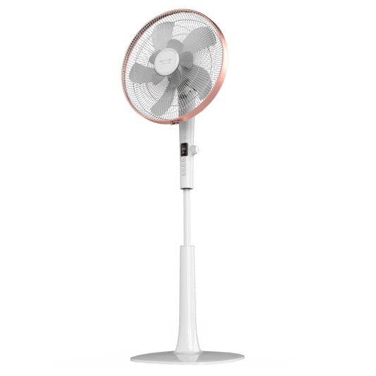 EnergySilence 1030 SmartExtreme. Ventilador de Pie con Mando a Distancia y Temporizador, 28 W, 10 Aspas 40cm de Diámetro, Oscilante, 24 Velocidades, Ajustable 115-135cm, Motor DC, Blanco