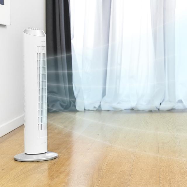 EnergySilence 8090 Skyline. Ventilador de Torre con Temporizador, 60 W, 33'' (84cm) de Altura, Oscilante, Motor de Cobre, 3 Velocidades, Blanco