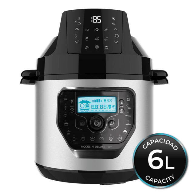 Olla programable Olla GM H Deluxe Fry de 6 litros de capacidad con cabezal freidora aire y báscula