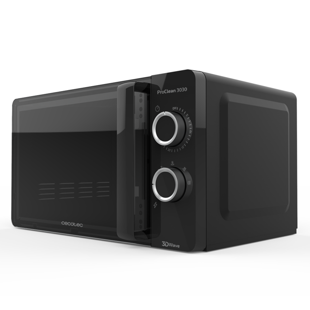 ProClean 3030. Microondas de 700 W, Capacidad 20L, Revestimiento Ready2Clean, 6 Niveles Funcionamiento, Temporizador 30 min, Modo Descongelar, Color Negro