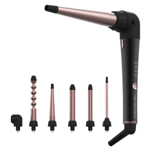 SurfCare MultiWaves Rizador de pelo multicabezal con 5 cabezales para hacer diferentes rizos, con un codo de 90 grados que asegura mayor comodidad de uso y con guante térmico, estuche y 2 clips.