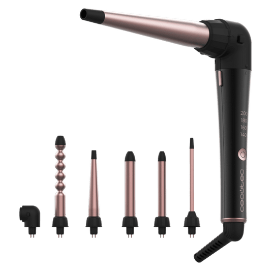 SurfCare MultiWaves Rizador de pelo multicabezal con 5 cabezales para hacer diferentes rizos, con un codo de 90 grados que asegura mayor comodidad de uso y con guante térmico, estuche y 2 clips.